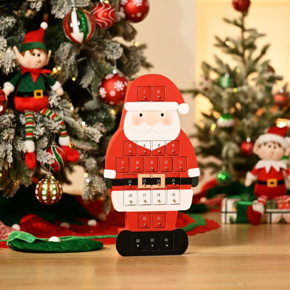(Pre-Order) Santa Advent Calendar, 24 Drawer Christmas Countdown Calendar for Holiday Treats, Toys & Surprises Advent Calendar OrnamentallyYou 