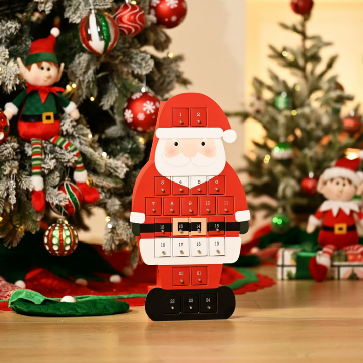 Santa Advent Calendar, 24 Drawer Christmas Countdown Calendar for Holiday Treats, Toys & Surprises