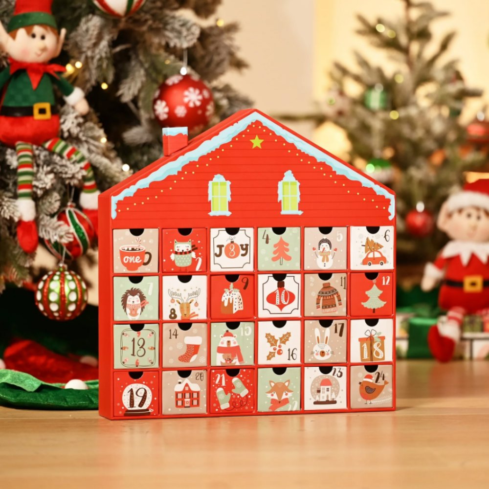 (Pre-Order) Christmas Advent Calendar House, 24 Drawer Countdown Calendar for Holiday Treats, Toys & Surprises Advent Calendar OrnamentallyYou 