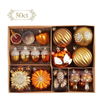 (Pre-Order) Woodland Fall Christmas Tree Ornaments Set, 50-Piece Autumn Harvest Ornaments Ornament Bundle OrnamentallyYou 