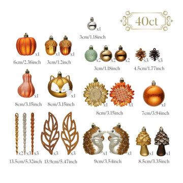 (Pre-Order) Fall Harvest Christmas Tree Ornaments Set, 40-Piece Autumn Woodland Ornaments Ornament Bundle OrnamentallyYou 