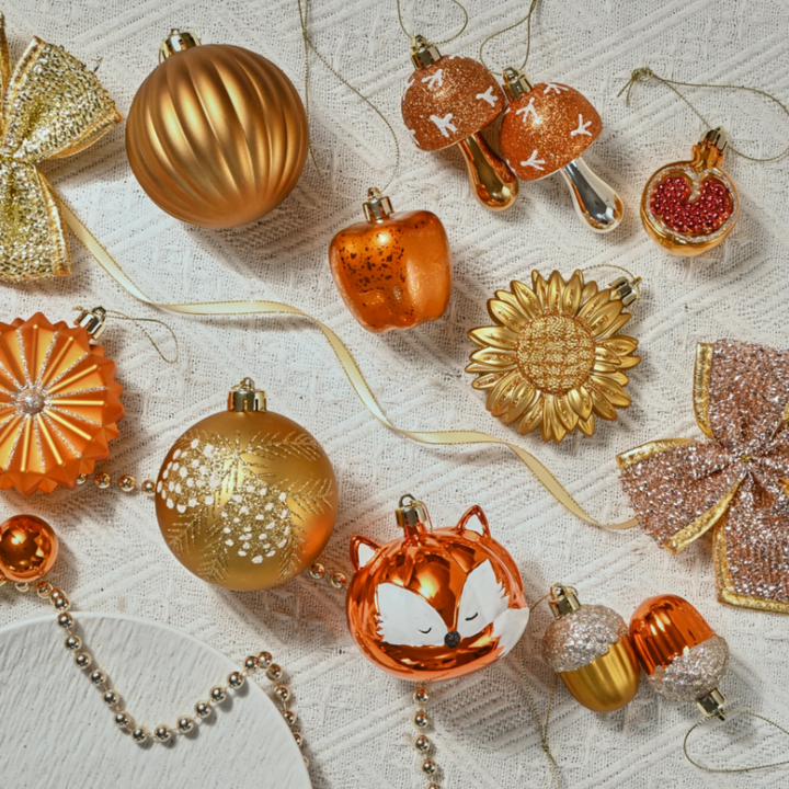 Woodland Fall Christmas Tree Ornaments Set, 50-Piece Autumn Harvest Ornaments