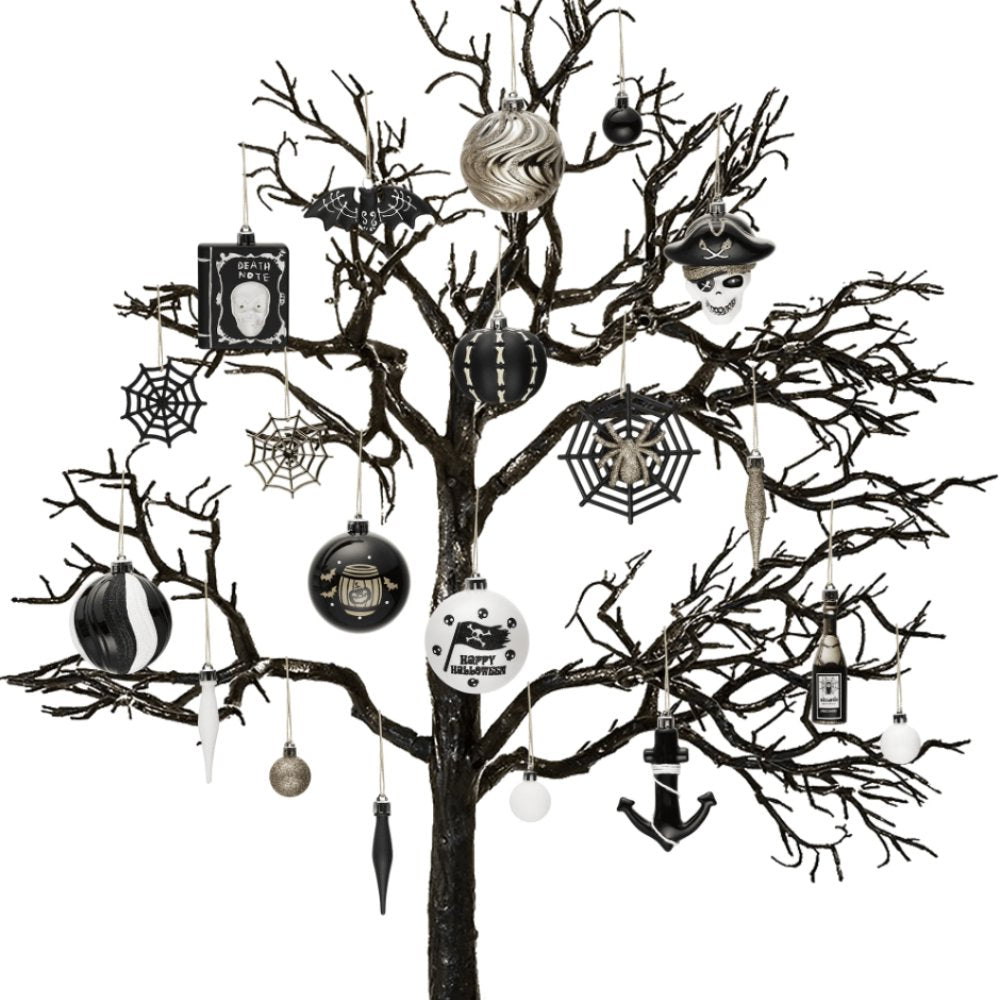 (Pre-Order) Halloween Christmas Tree Ornaments Set, 70-Piece Black & White Gothic Ornaments Ornament Bundle OrnamentallyYou 