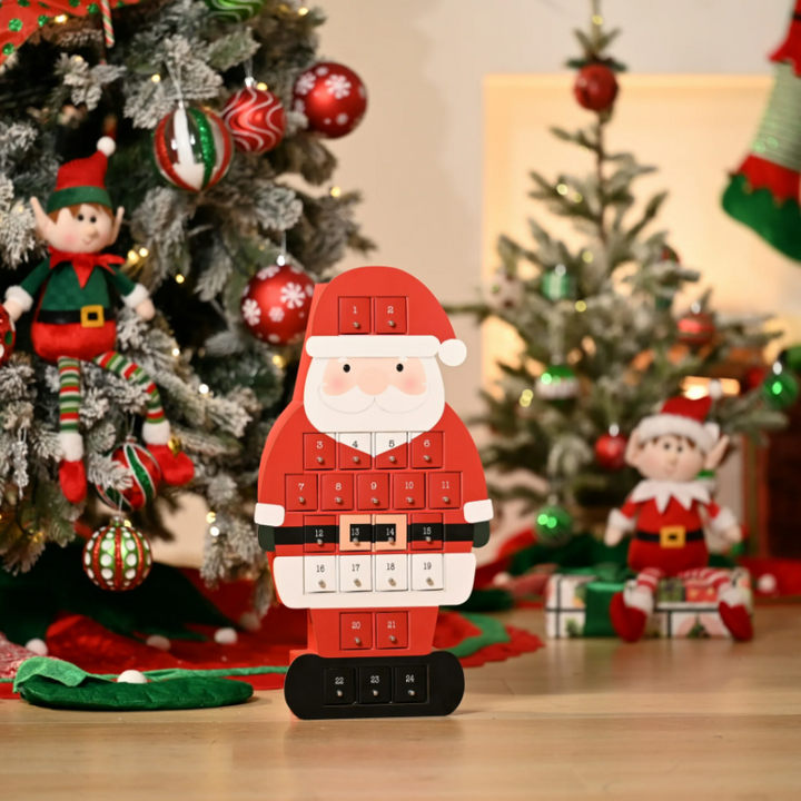 Santa Advent Calendar, 24 Drawer Christmas Countdown Calendar for Holiday Treats, Toys & Surprises