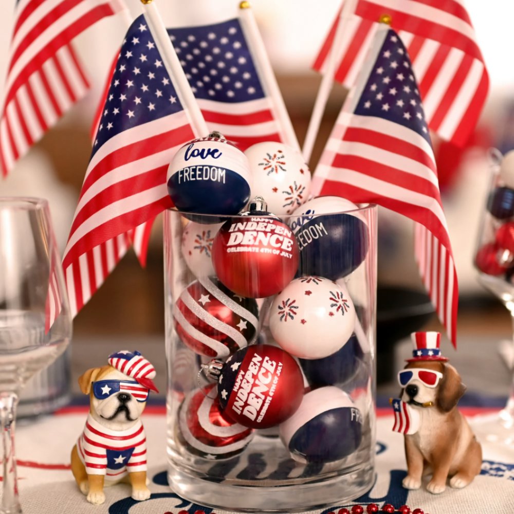 Independence Day Bauble Ornaments, 16 Piece Patriotic Tree Decor Ornament Bundle OrnamentallyYou 