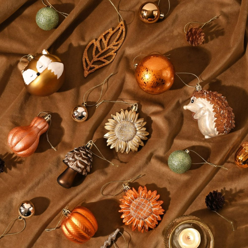 (Pre-Order) Fall Harvest Christmas Tree Ornaments Set, 40-Piece Autumn Woodland Ornaments Ornament Bundle OrnamentallyYou 
