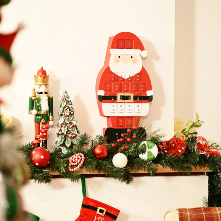 Santa Advent Calendar, 24 Drawer Christmas Countdown Calendar for Holiday Treats, Toys & Surprises