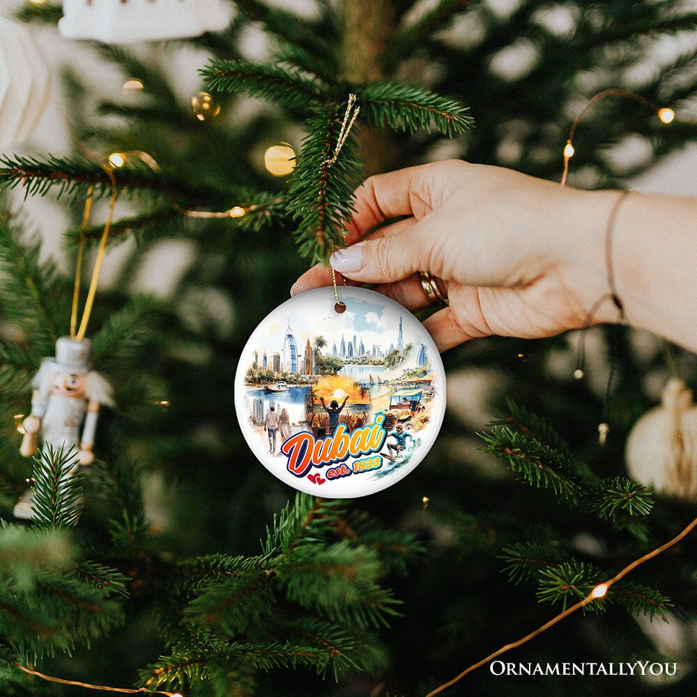 Artistic Dubai Cultural Christmas Ornament, Keepsake Souvenir and Gift Ceramic Ornament OrnamentallyYou 