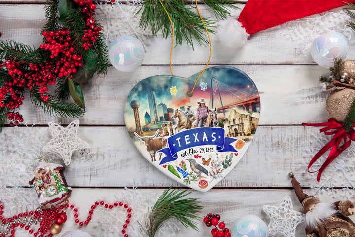 Artistic Texas State Themes and Landmarks Christmas Ornament Ceramic Ornament OrnamentallyYou 