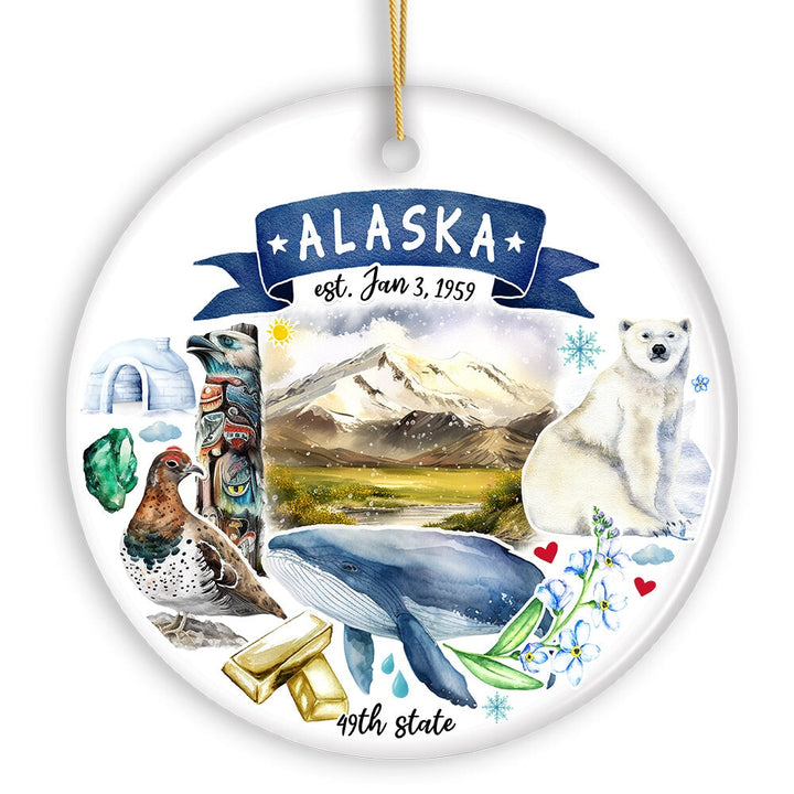 Artistic Alaska State Themes and Landmarks Christmas Ornament Ceramic Ornament OrnamentallyYou 