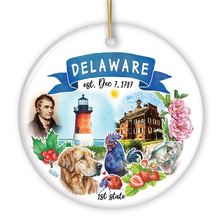 Artistic Delaware State Themes and Landmarks Christmas Ornament Ceramic Ornament OrnamentallyYou 