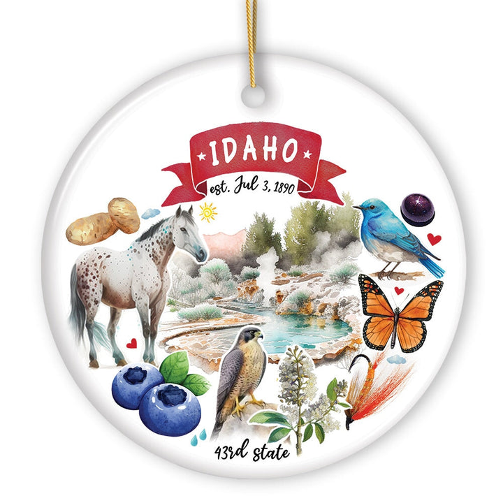 Artistic Idaho State Themes and Landmarks Christmas Ornament Ceramic Ornament OrnamentallyYou 