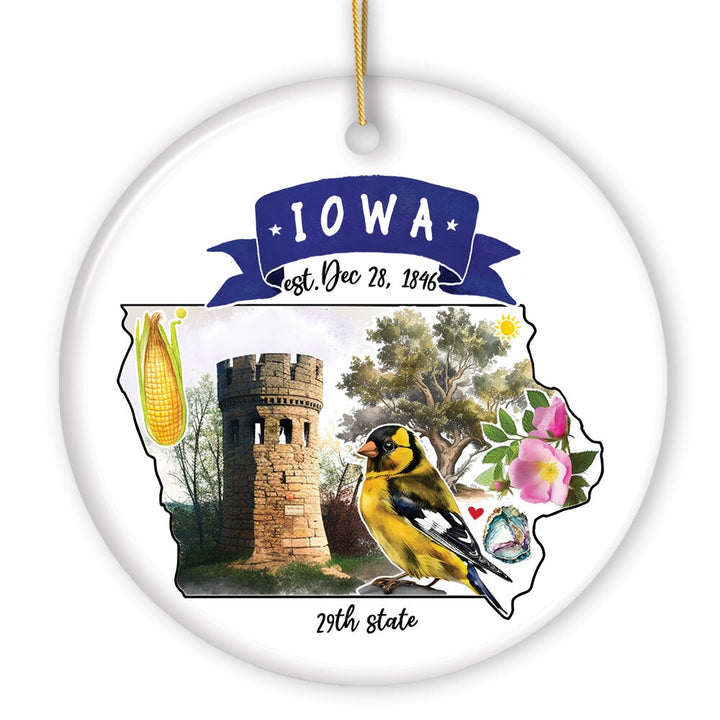 Artistic Iowa State Themes and Landmarks Christmas Ornament Ceramic Ornament OrnamentallyYou 