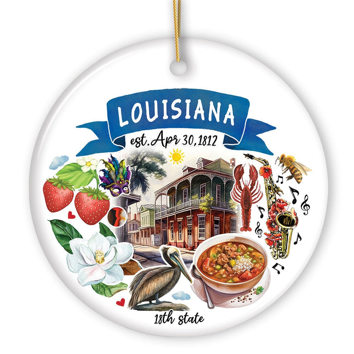 Artistic Louisiana State Themes and Landmarks Christmas Ornament Ceramic Ornament OrnamentallyYou 