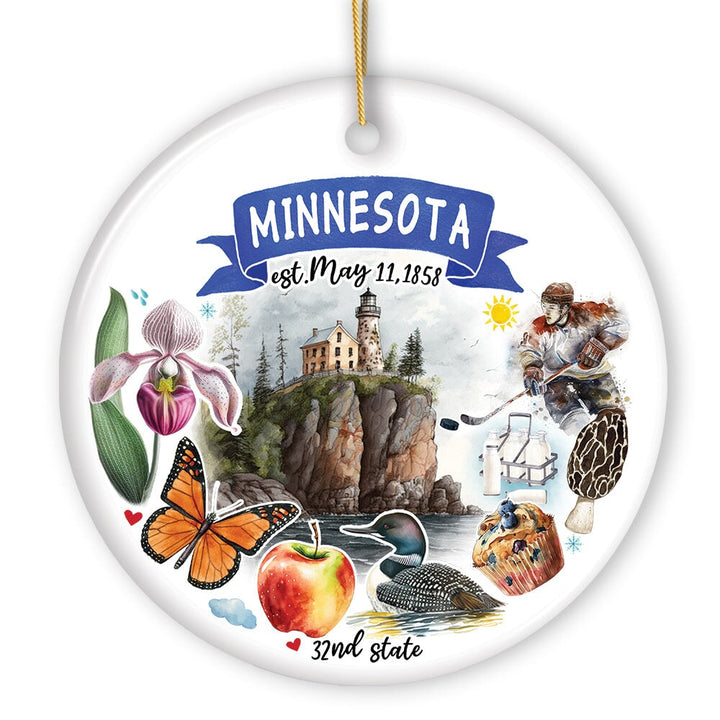 Artistic Minnesota State Themes and Landmarks Christmas Ornament Ceramic Ornament OrnamentallyYou 