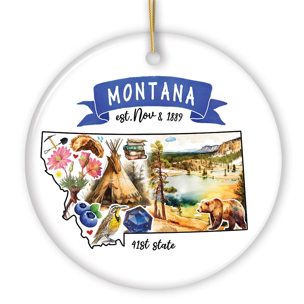 Artistic Montana State Themes and Landmarks Christmas Ornament Ceramic Ornament OrnamentallyYou 