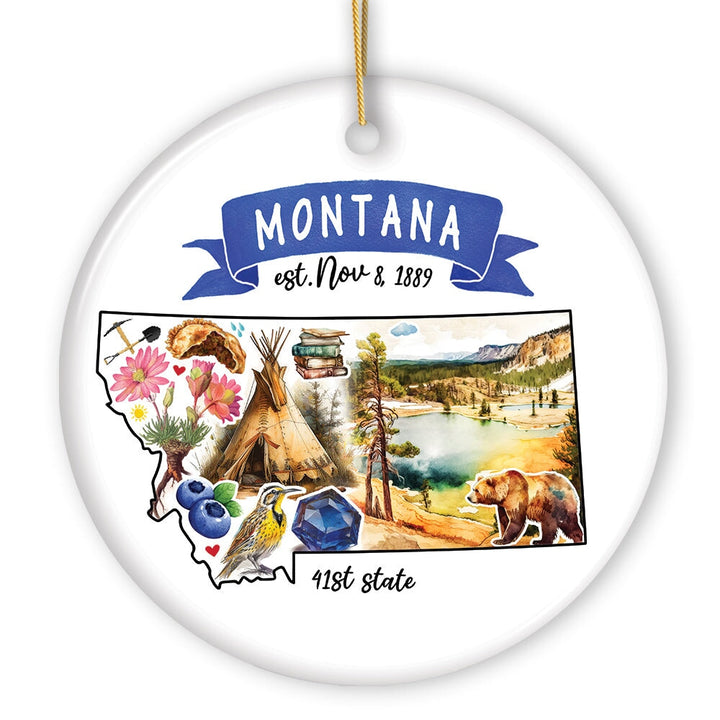 Artistic Montana State Themes and Landmarks Christmas Ornament Ceramic Ornament OrnamentallyYou 