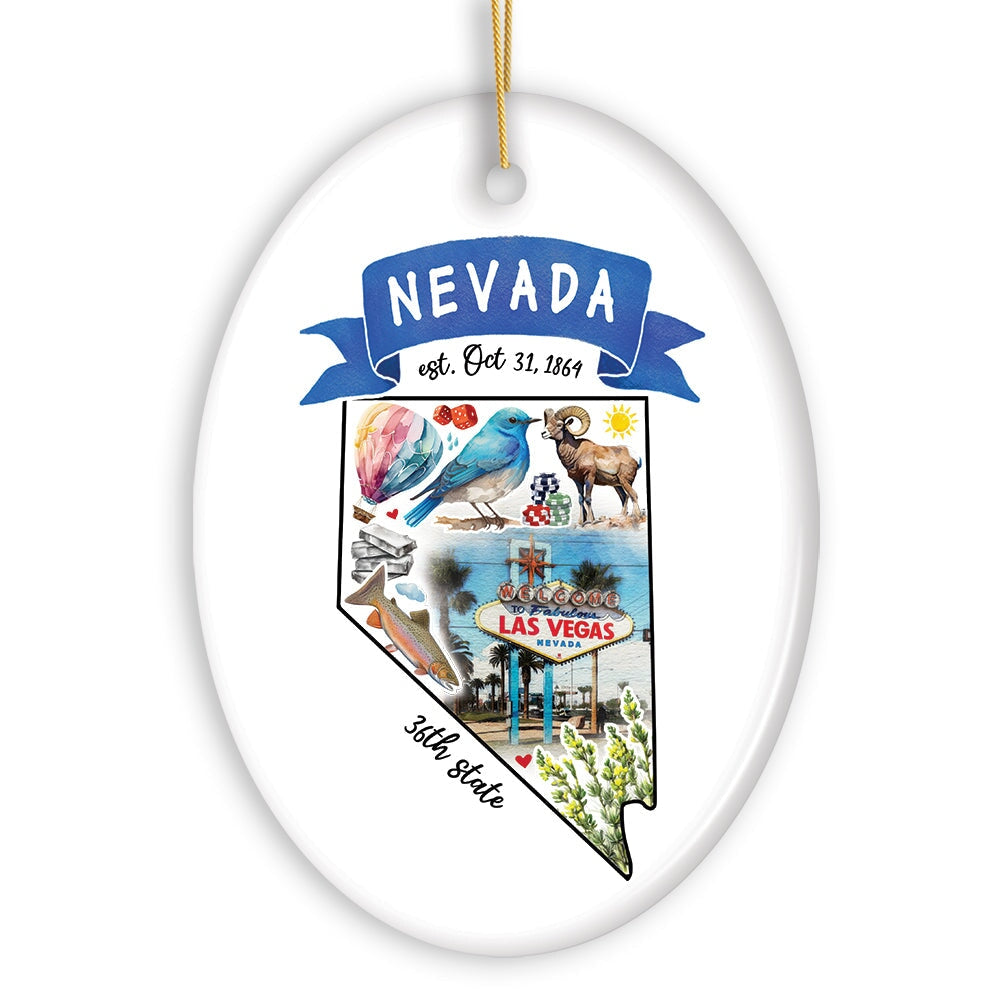 Artistic Nevada State Themes and Landmarks Christmas Ornament Ceramic Ornament OrnamentallyYou 