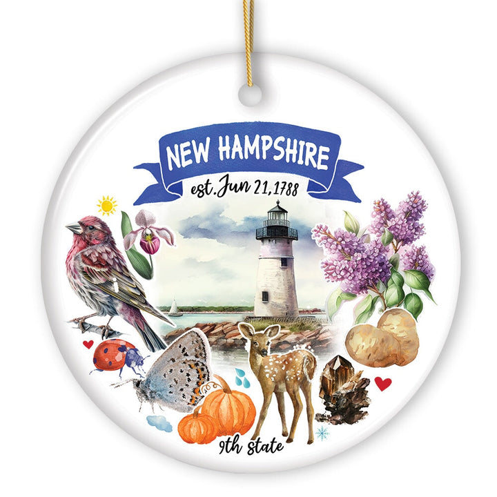 Artistic New Hampshire State Themes and Landmarks Christmas Ornament Ceramic Ornament OrnamentallyYou 