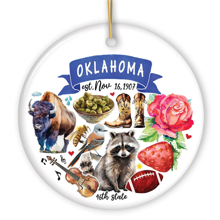 Artistic Oklahoma State Themes and Landmarks Christmas Ornament Ceramic Ornament OrnamentallyYou 