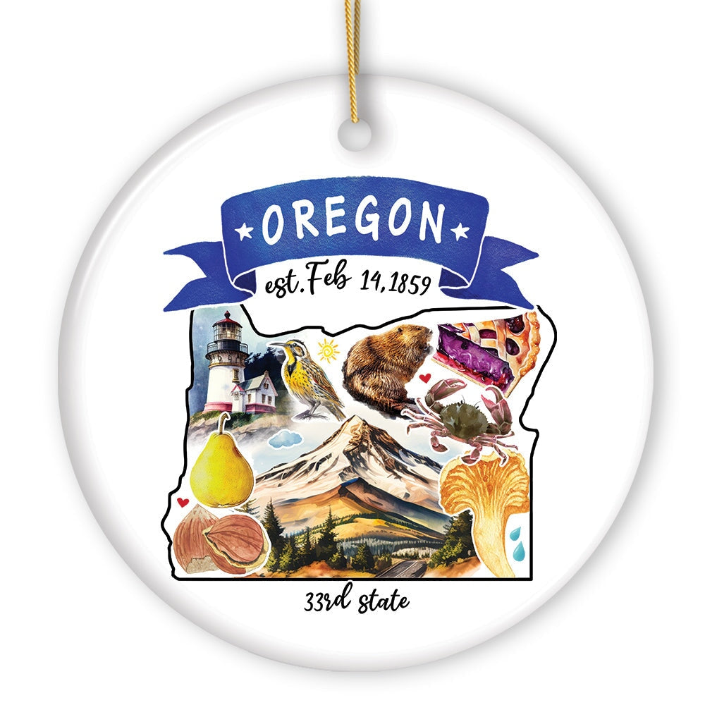 Artistic Oregon State Themes and Landmarks Christmas Ornament Ceramic Ornament OrnamentallyYou 