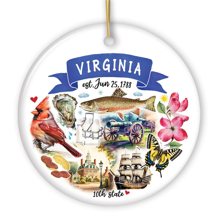 Artistic Virginia State Themes and Landmarks Christmas Ornament Ceramic Ornament OrnamentallyYou 