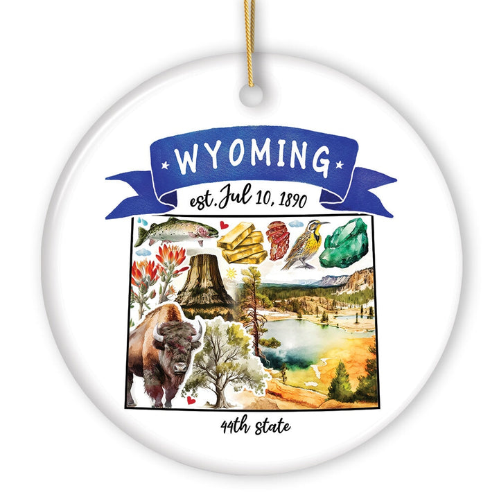 Artistic Wyoming State Themes and Landmarks Christmas Ornament Ceramic Ornament OrnamentallyYou 