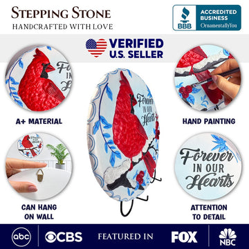 Forever in our Hearts Cardinal Stepping Stone, 9.5" Winter Garden Decorative Resin Figurine Resin Statues OrnamentallyYou 