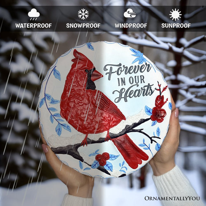 Forever in our Hearts Cardinal Stepping Stone, 9.5" Winter Garden Decorative Resin Figurine Resin Statues OrnamentallyYou 