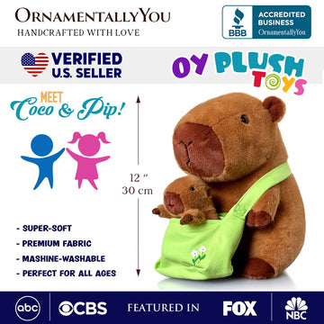 Coco the Capybara and Her Baby Plushie Set, Adorable 12" Stuffed Animal Toy Gift for Children Plush Toys OrnamentallyYou 