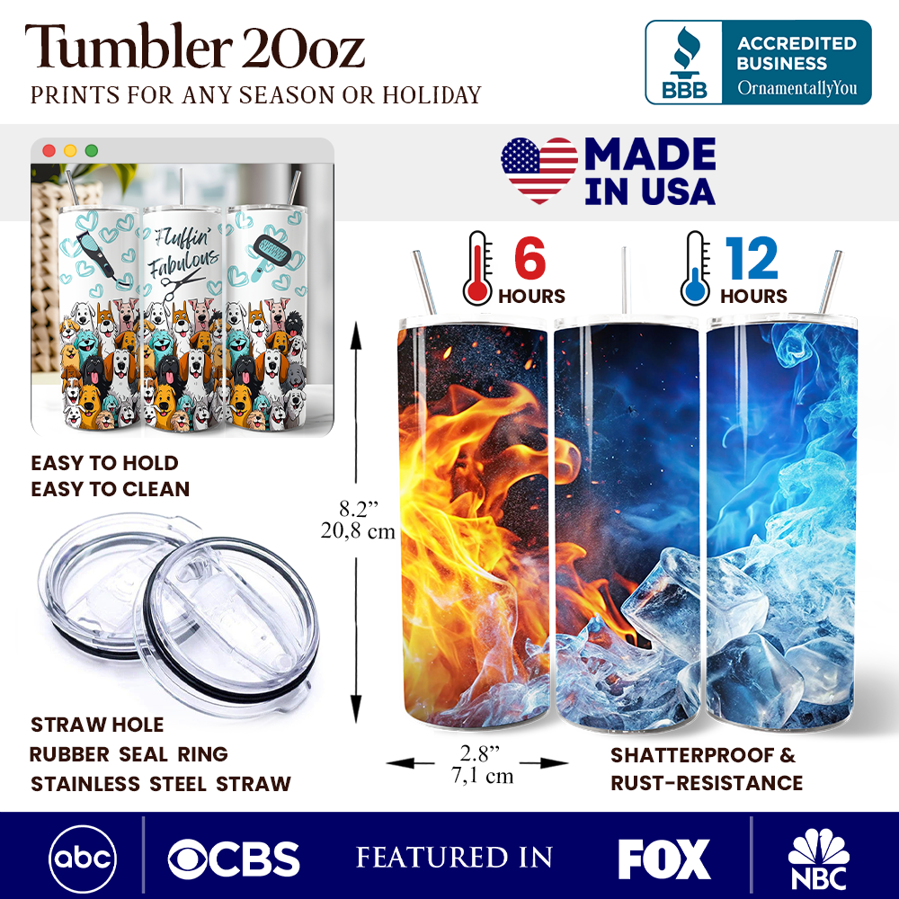 Fluffin' Fabulous Dogs 20oz Personalized Tumbler With Lid and Stainless Steel Straw, Funny Pet Groomer Gift Cup