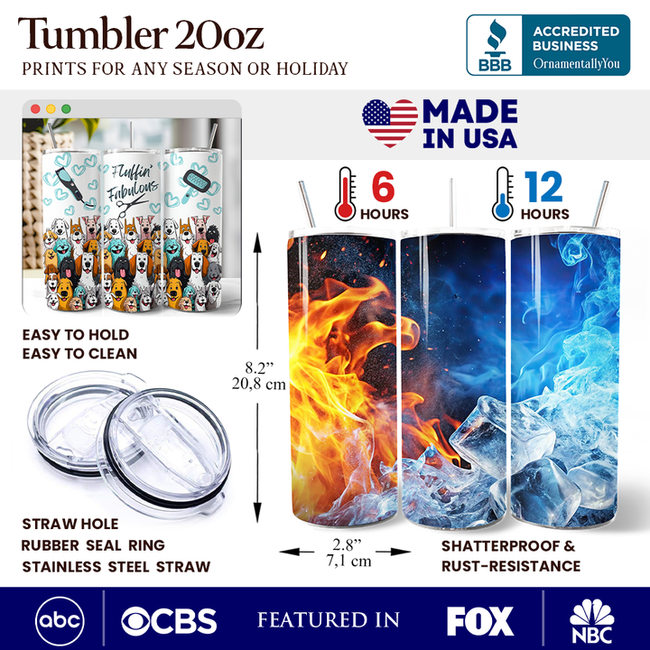 Fluffin' Fabulous Dogs 20oz Personalized Tumbler With Lid and Stainless Steel Straw, Funny Pet Groomer Gift Cup