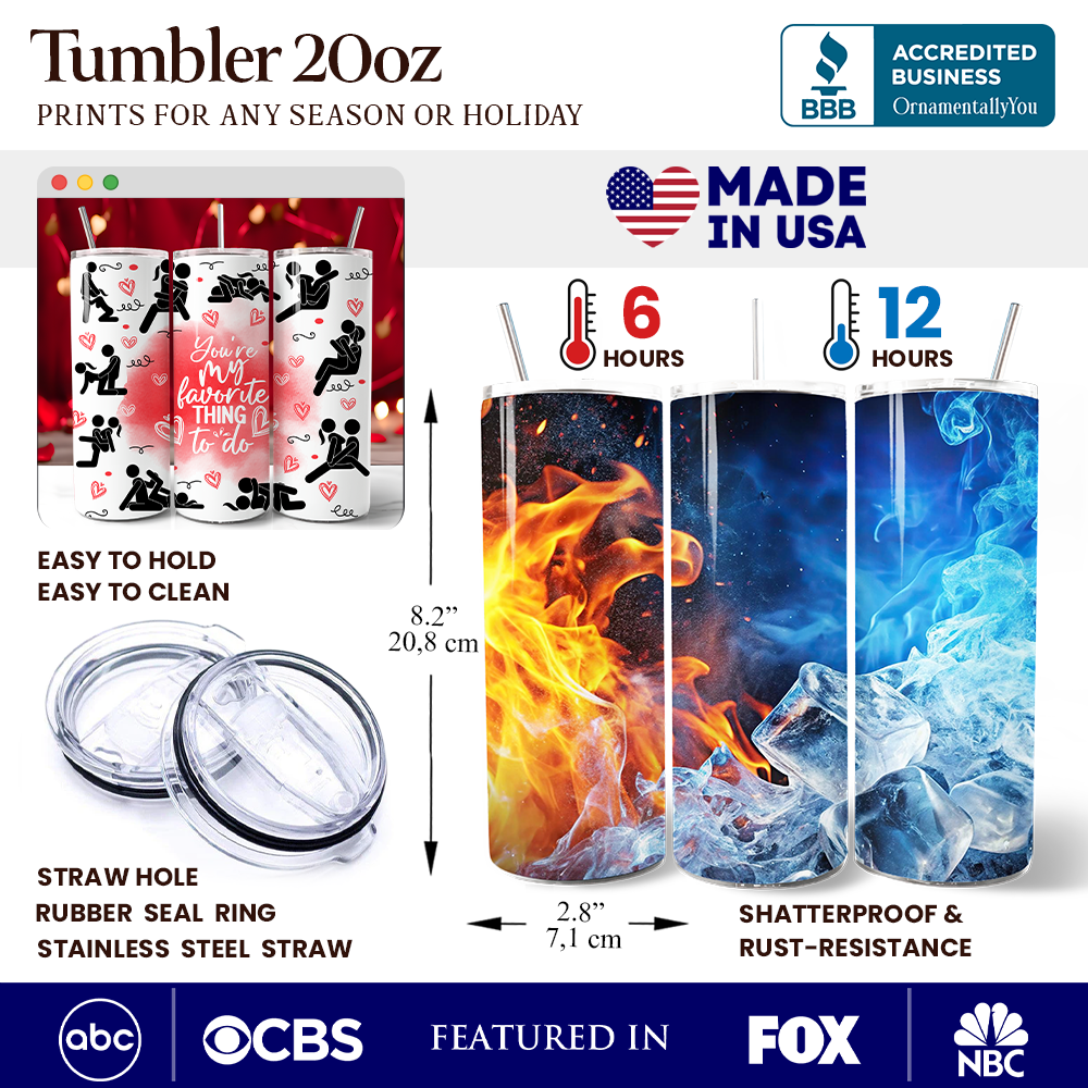 Funny Valentine Couples 20oz Personalized Tumbler With Lid and Stainless Steel Straw, You're My Favorite Thing To Do Gift Cup