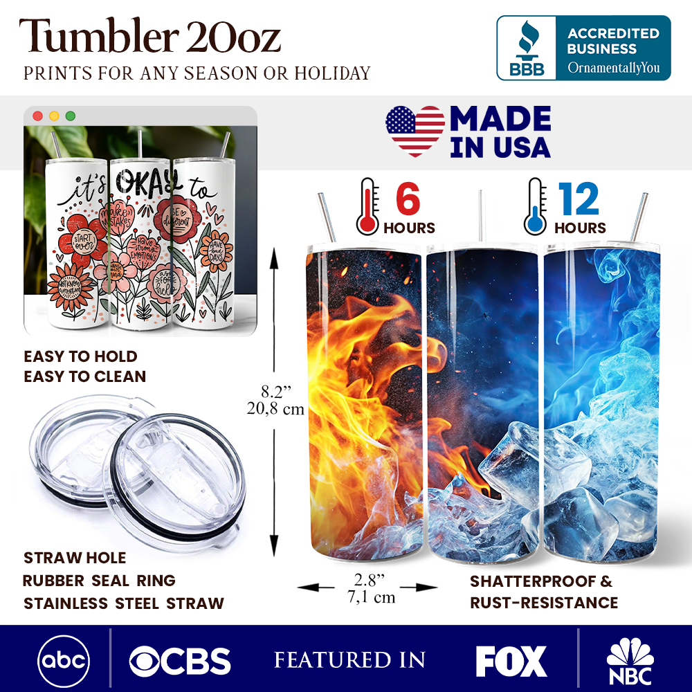 It's Okay Floral Affirmation 20oz Personalized Tumbler With Lid and Stainless Steel Straw, Boho Motivational Travel Mug Gift