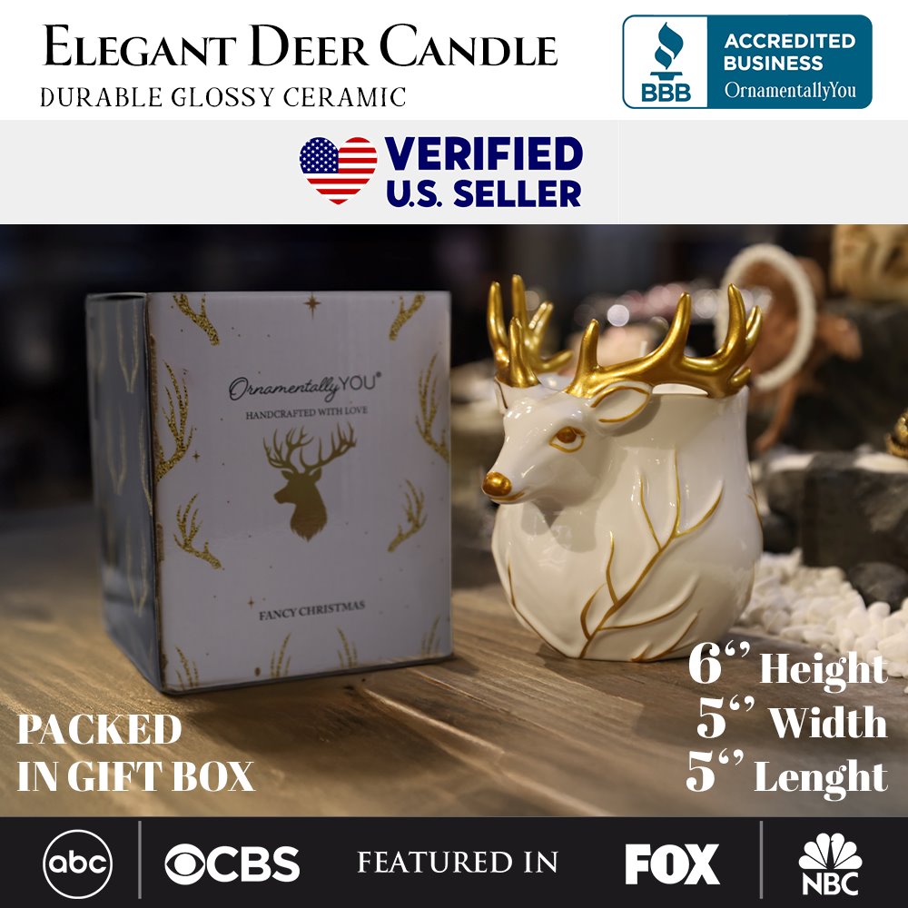 (Pre-Order) Luxurious Ceramic Deer Candle, Holiday Home and Tabletop Decor Candles OrnamentallyYou 