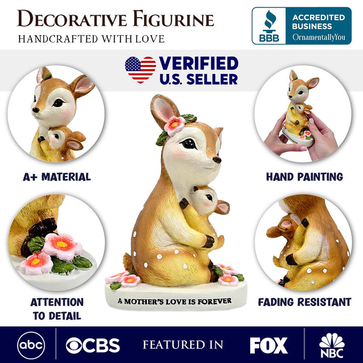 Mother's Love Sentimental Deer and Fawn Figurine, 7" Tabletop Statue and Encouraging Gift for Mom Resin Statues OrnamentallyYou 