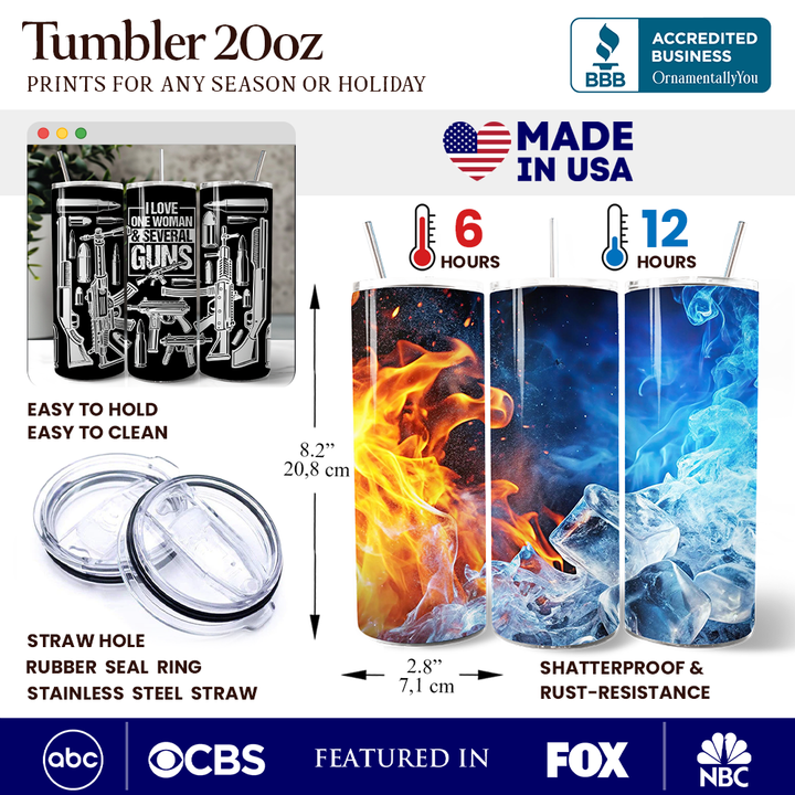 Patriotic 2nd Amendment 20oz Personalized Tumbler With Lid and Stainless Steel Straw, I Love One Woman and Guns Gift Cup