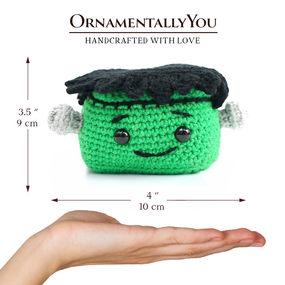 Positivity Frankenstein Crochet Support Doll, Halloween Encouragement Gift for Children and Adults Crochet Toys OrnamentallyYou 