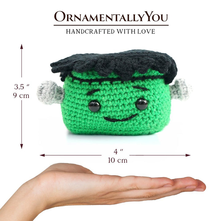 Positivity Frankenstein Crochet Support Doll, Halloween Encouragement Gift for Children and Adults Crochet Toys OrnamentallyYou 