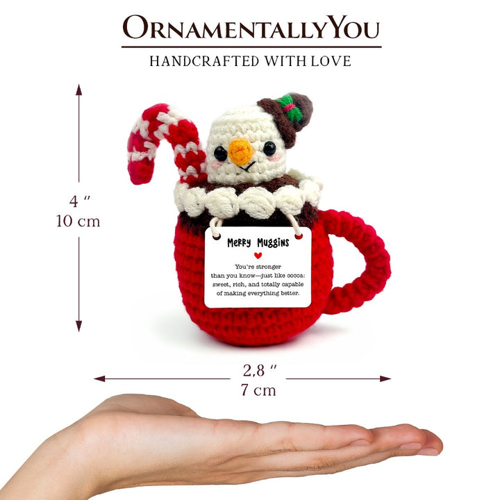 Positivity Hot Cocoa Marshmallow Crochet Support Doll, Christmas Encouragement Gift for Children and Adults Crochet Toys OrnamentallyYou 