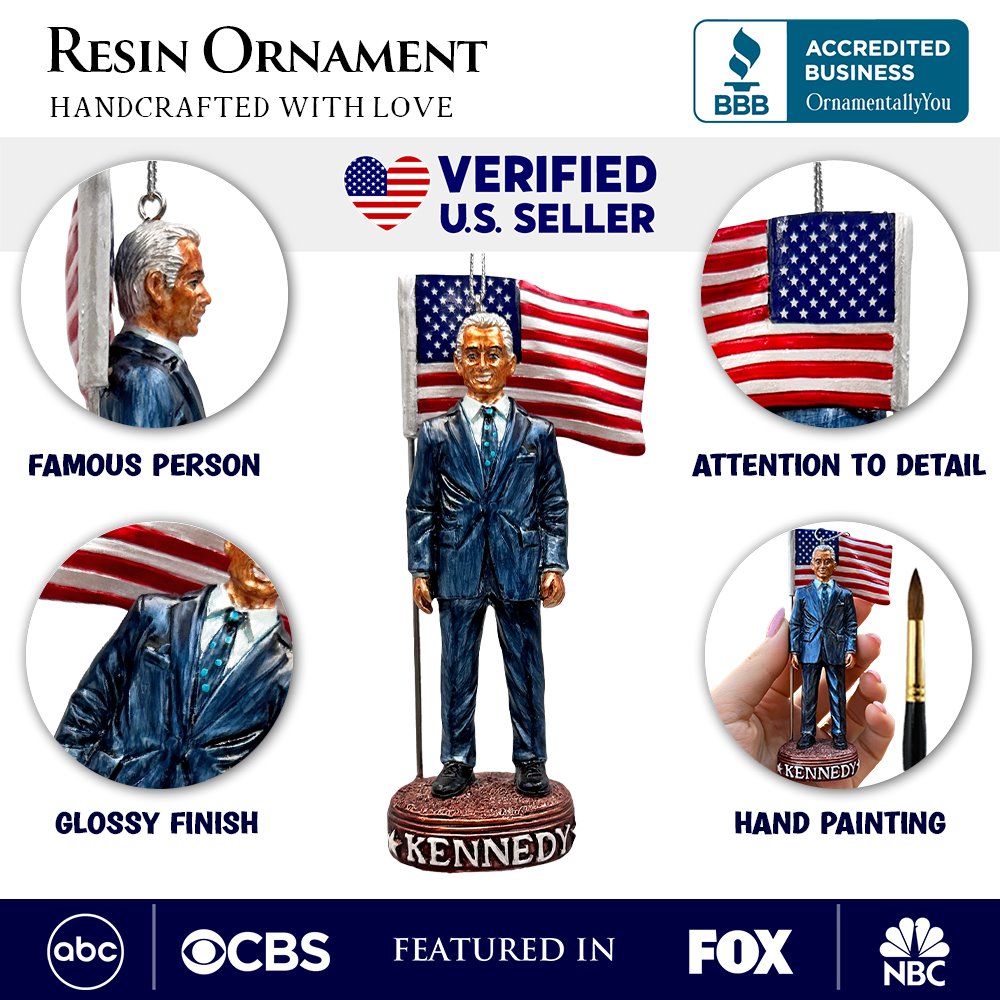 RFK Representing America Ornament, Robert F Kennedy 2024 Christmas Decor Resin Ornaments OrnamentallyYou 