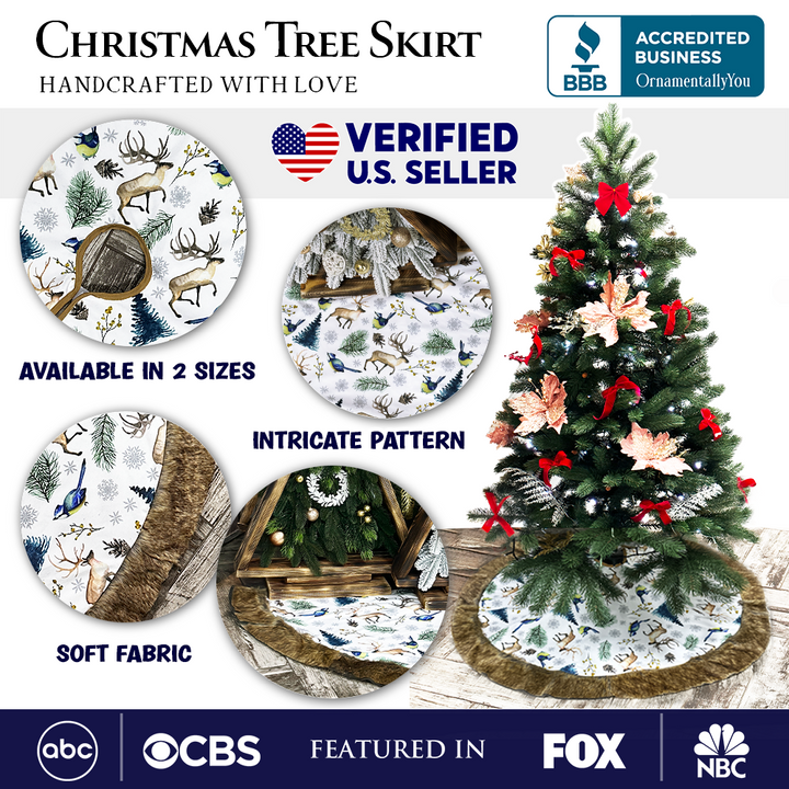 Rustic Nature Pattern Elegant Vintage Christmas Tree Skirt