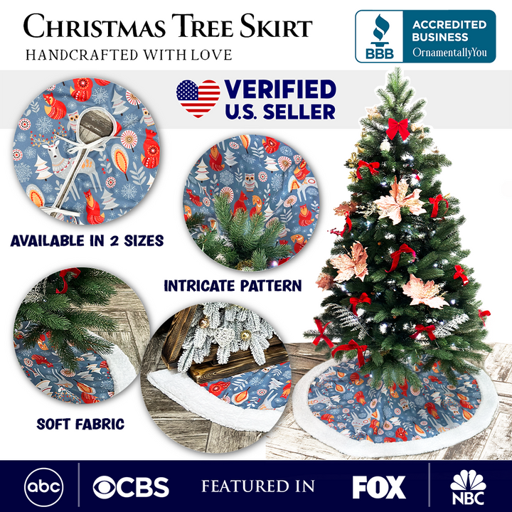 Scandinavian Forest Animal Pattern Tree Skirt