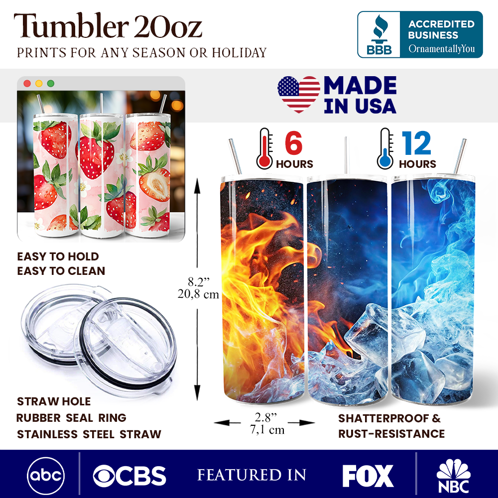 Strawberry Pattern 20oz Personalized Tumbler With Lid and Stainless Steel Straw, Summer Pink Girly Travel Mug Gift