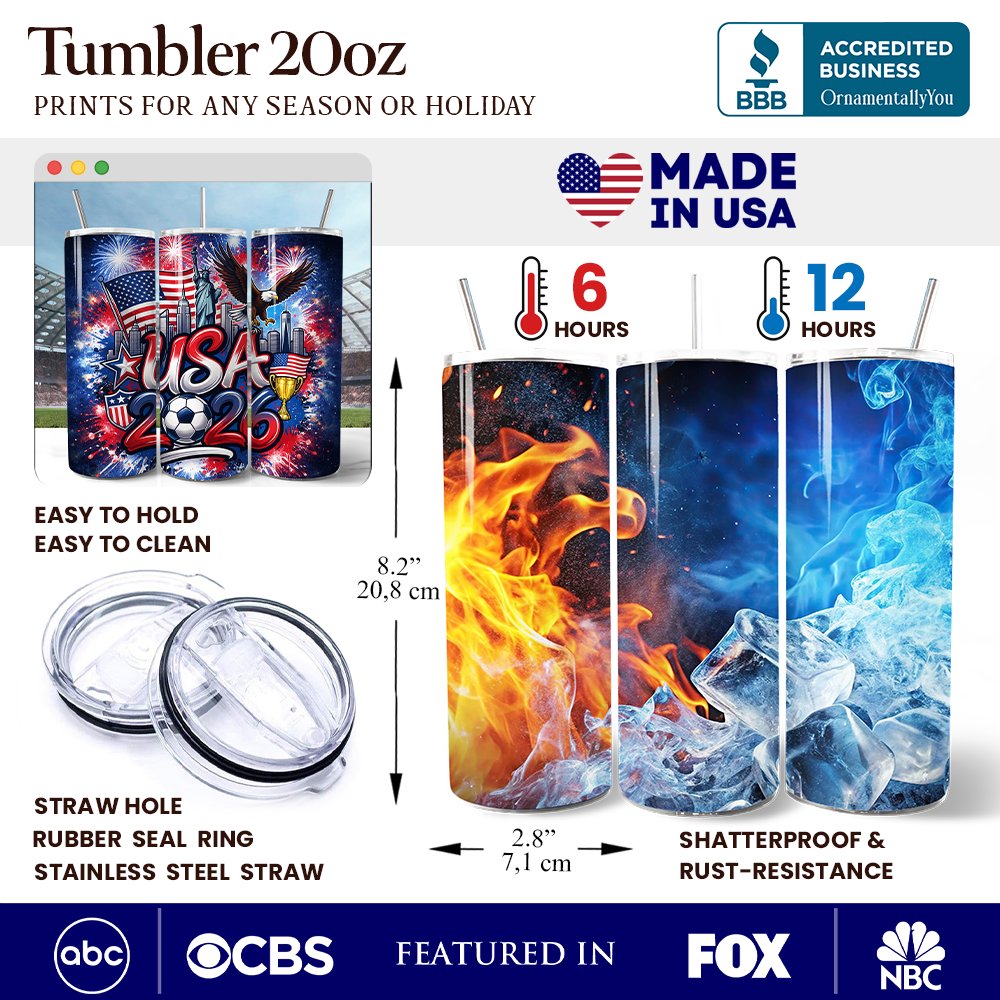 USA 2026 Soccer Cup Global Championship 20oz Tumbler With Lid and Stainless Steel Straw, Fans Football Gift Cup Tumbler OrnamentallyYou 