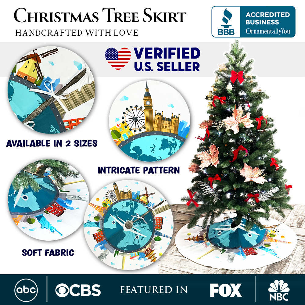 World Landmark Christmas Tree Skirt