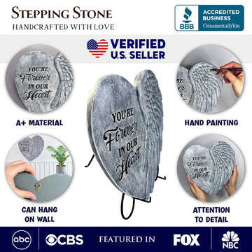 You’re Forever in Our Hearts Angel Wing Stepping Stone, 9.5" Garden Decorative Memorial Resin Figurine Resin Statues OrnamentallyYou 