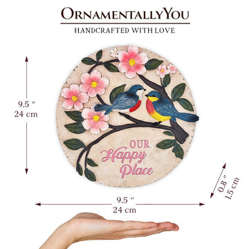 Blossoming Songbirds Positivity Stepping Stone, 9.5" Happiness Garden Decoration and Support Gift Resin Statues OrnamentallyYou 