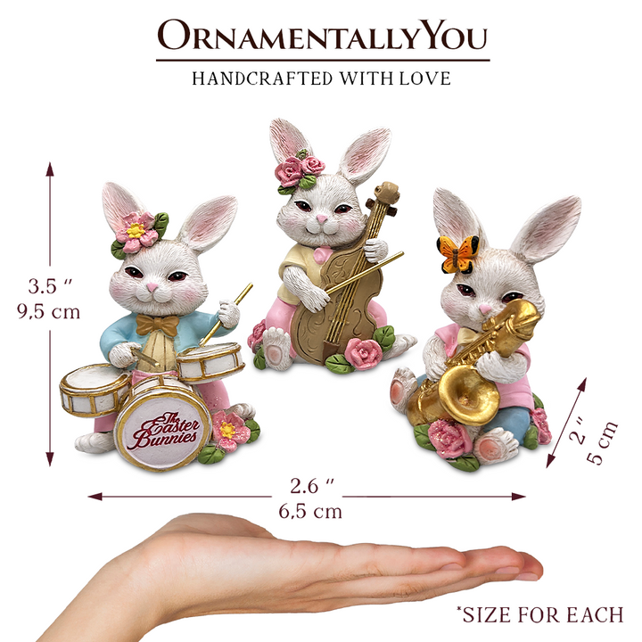 (Pre-Order) Easter Bunny Band Trio Set of Three Figurines, 3.5" Rabbit Statue