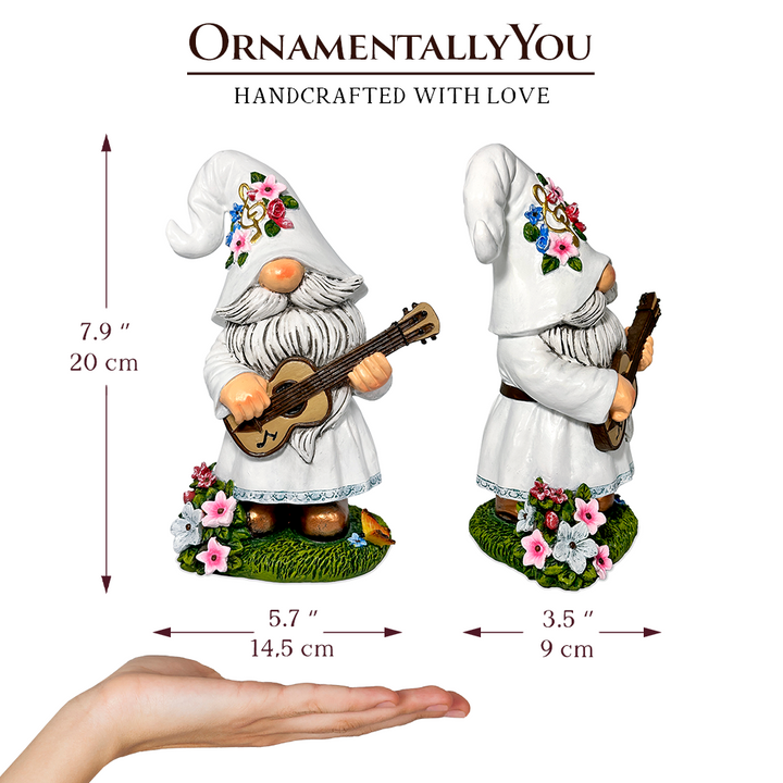 Elegant Serenader Garden Statue, 8" Romantic Musician Figurine Outdoor Decor